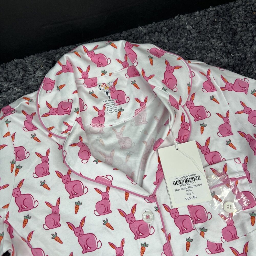 NWT Roller Rabbit Romy Rabbit Polo Pajamas Set Size S